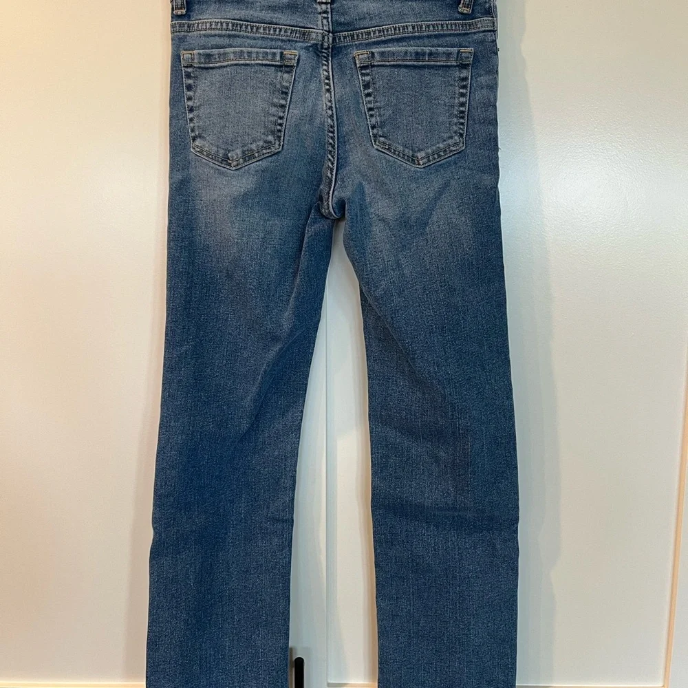 Old Navy Boys Flex Straight Jeans Medium Wash Adjustable Waist | 10 Regular